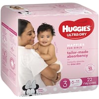 huggies ultra dry nappies girls size 3 (6-11kg) 22pk