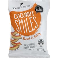 ceres organics coconut smiles snack bites sweet & salty 70g