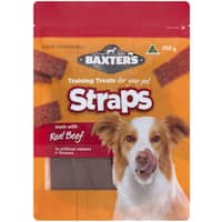 baxters dog treats beef straps 250g