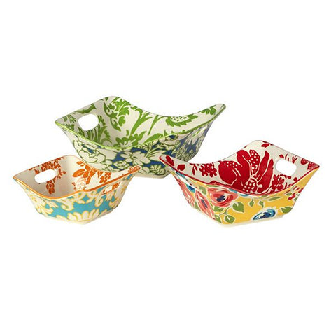 CERTIFIED INTERNATIONAL SQUARE BOWLS W/HANDLE 3 PIECE SET