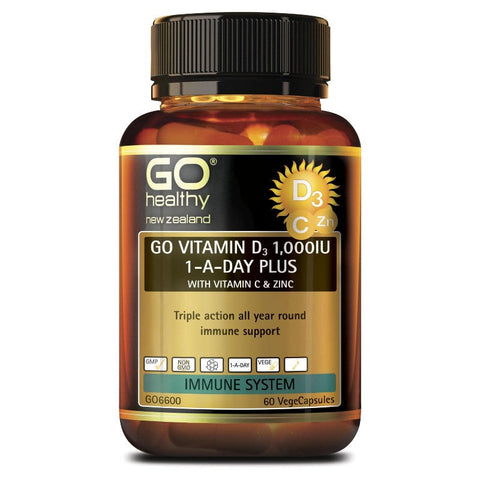 GO Healthy Vitamin D3 1000IU 1-A-Day Plus with Vitamin C & Zinc 60 Capsules