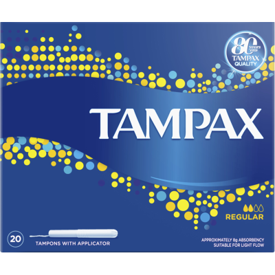 Tampax Regular Plastic Applicator Tampons 20pk