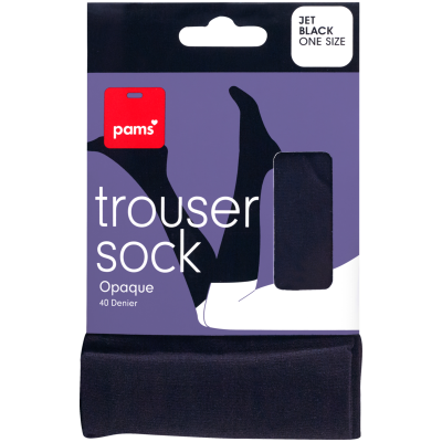 Pams Jet Black Opaque Trouser Socks One Size 40 Denier ea