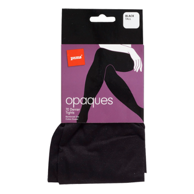 Pams Black Opaque Tights Tall 70 Denier ea
