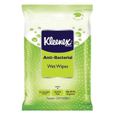 Kleenex Anti Bacterial Wet Wipes 15PK