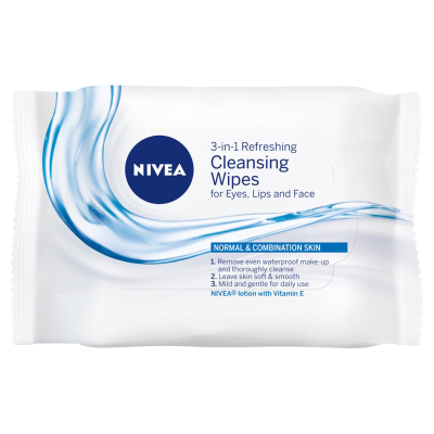 Nivea 3-In-1 Refreshing Facial Cleansing Wipes 25ea