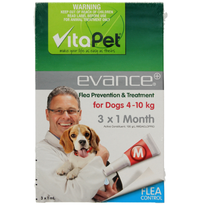 VitaPet Evance Dogs 4-10kg Flea Control 3pk