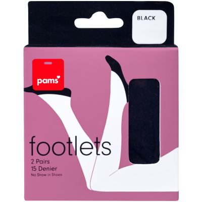 Pams Black Footlets One Size 15 Denier 2ea
