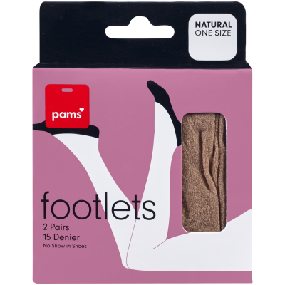 Pams Natural Footlets One Size 15 Denier 2ea