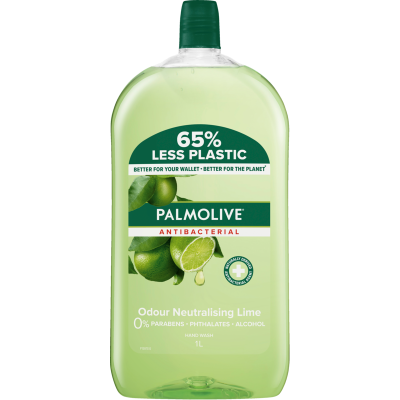 Palmolive Antibacterial Odour Neutralising Lime Liquid Handwash Refill 1l