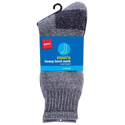 Pams Men's Wool Blend Socks Size 6-10 Black ea