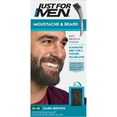 Just For Men Moustache & Beard Dark Brown Black Brush In Colour Gel 30g