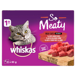 Whiskas So Meaty Meaty Cuts in Gravy Wet Cat Food Pouches 12pk