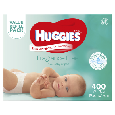 Huggies Fragrance Free Baby Wipes 400pk