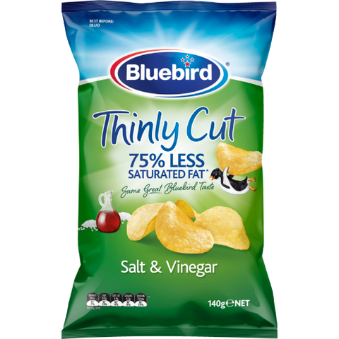 Bluebird Thinly Cut Salt & Vinegar Potato Chips 140g