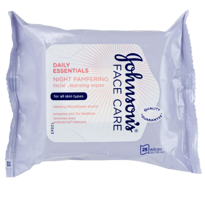 Johnson's Daily Essentials Night Pampering Cleansing Wipes 25ea