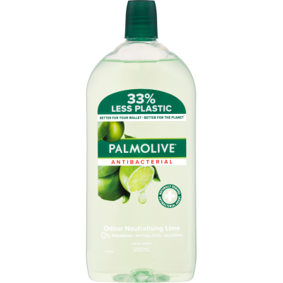 Palmolive Antibacterial Odour Neutralising Lime Liquid Hand Wash Refill 500ml