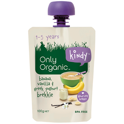 Only Organic Kindy Banana Vanilla Yoghurt Brekkie 1-5 Years 100g