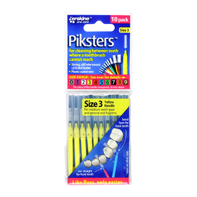 Piksters Interdental Brushes Yellow Handle Size 3 10ea