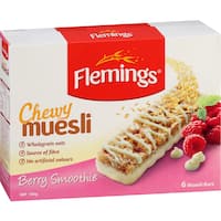 flemings chewy muesli bars berry smoothie 165g 6pk