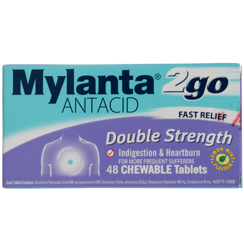 Mylanta 2Go Double Strength Chewable Tablets 48pk