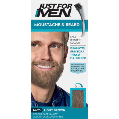 Just For Men Moustache & Beard Light Brown Brush In Colour Gel 28g