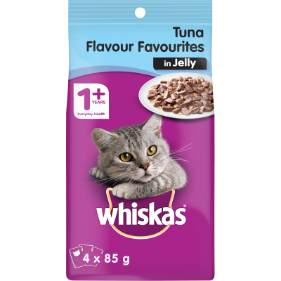 Whiskas Tuna Flavour Favourites In Jelly Wet Cat Food Pouches 4pk