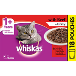 Whiskas Beef in Gravy Wet Cat Food Pouches 18pk