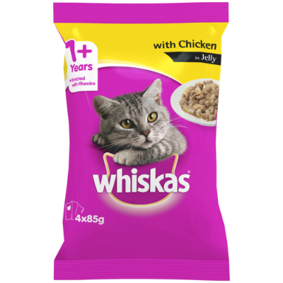 Whiskas Chicken in Jelly Wet Cat Food Pouches 4pk