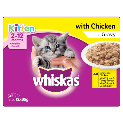 Whiskas Kitten with Chicken in Gravy Wet Cat Food Pouches 12pk