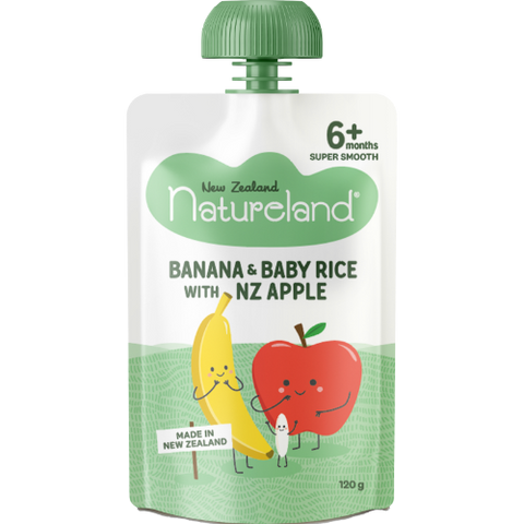 Natureland Banana & Baby Rice With NZ Apple 4+ Months 120g