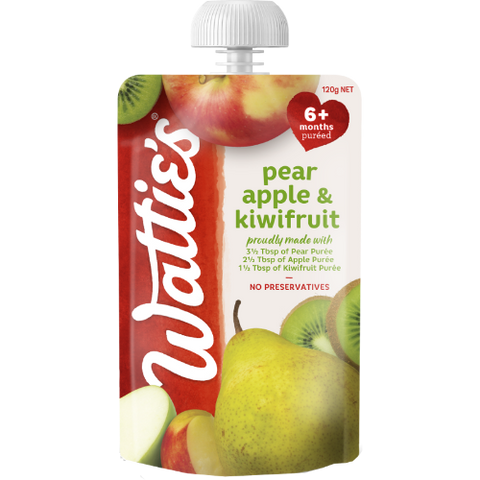 Wattie's For Baby Pear Apple Kiwifruit 6+ Months Pureed 120g