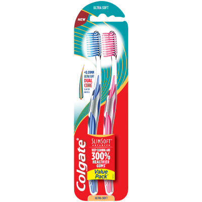 Colgate Slim Soft Ultra Soft Toothbrush 2pk