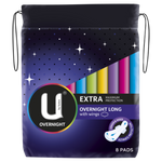 U by Kotex Ultrathins Maximum Protection Overnight Long Pads With Wings 8ea