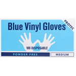 Protec Powder Free Medium Blue Vinyl Gloves 100pk