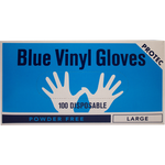 Protec Powder Free Large Blue Vinyl Gloves 100pk