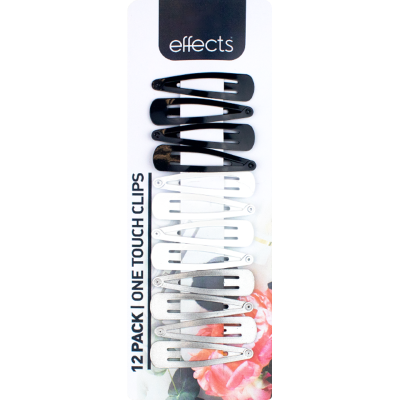 Effects One Touch Black & Silver Clip 12ea