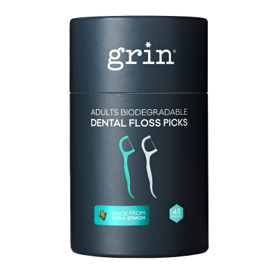 Grin Adult Biodegradeable Dental Floss Picks 45ea