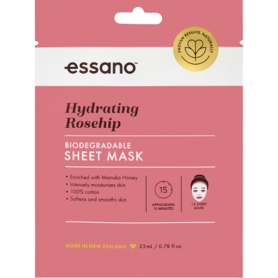 Essano Rosehip Manuka Honey Hydrating Biodegradable Sheet Mask 23ml