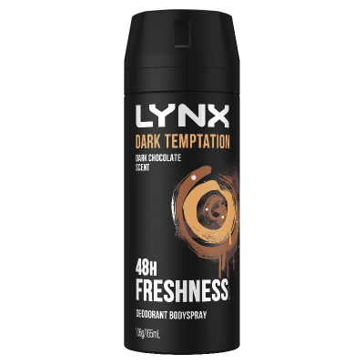 Lynx Dark Temptation Dark Chocolate Scent 48hr Deodorant Bodyspray 165ml