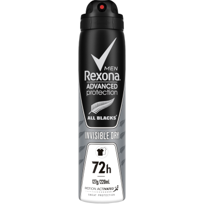Rexona Men Advanced Protection All Blacks Invisible Dry 72Hr Antiperspirant 220ml