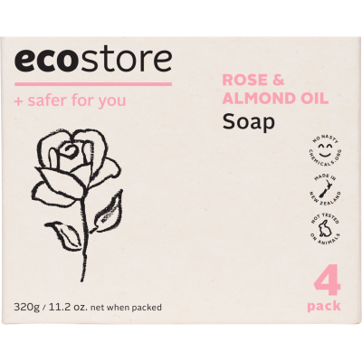 Ecostore Rose & Almond Oil Soap 4 x 80g