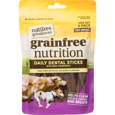 Natures Goodness Grainfree Nutrition With Real Kangaroo Toy -Small Dogs Daily Dental Sticks 100g