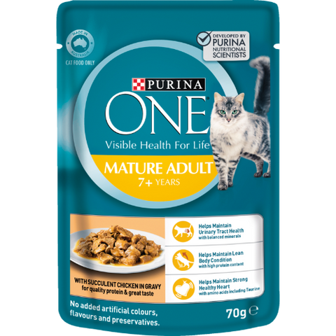 Purina ONE Mature Adult 7+ Succulent Chicken In Gravy Cat Food 70g