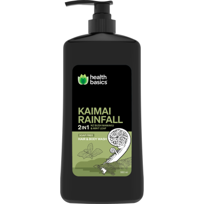 Health Basics Kaimai Rainfall 2 In 1 Soap Free Hair & Body Wash 950ml