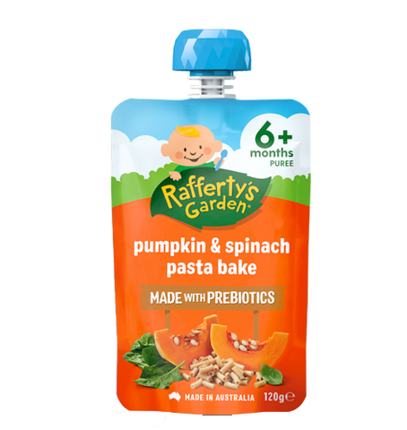 Rafferty's Garden Prebiotics Pumpkin & Spinach Pasta Bake 6+ Months Puree 120g