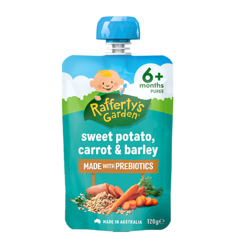 Rafferty's Garden Prebiotics Sweet Potato Carrot & Barley 6+ Months Puree 120g