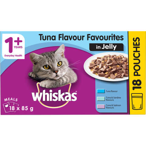 Whiskas Tuna In Jelly Wet Cat Food Pouches 18pk