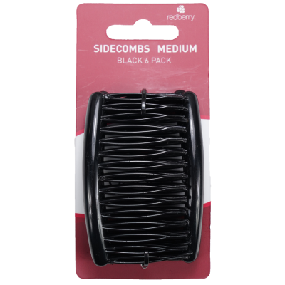 Korbond Redberry Black Sidecombs Medium 6pk