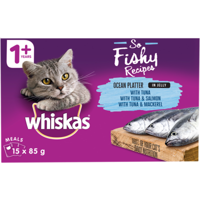 Whiskas So Fishy Recipes Ocean Platter In Jelly Wet Cat Food Pouches 15pk